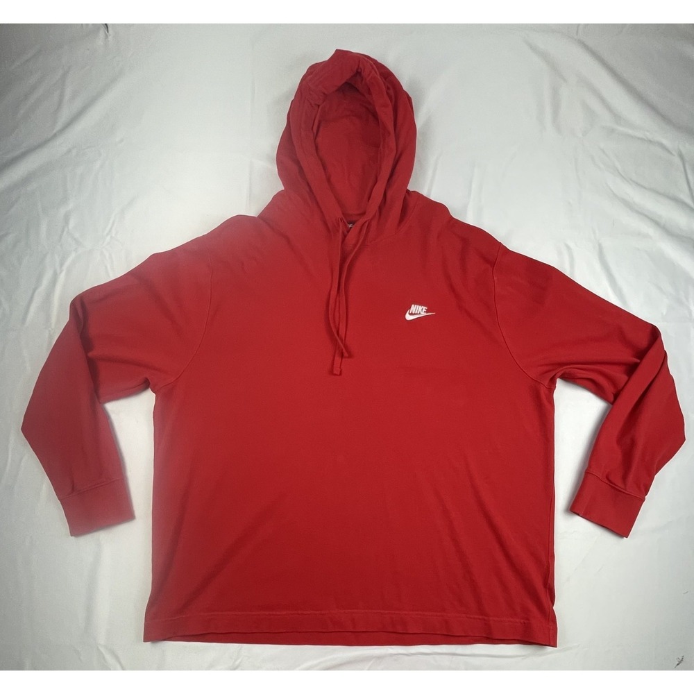 NIKE HOODIE MENS XL‎ RED PULLOVER SWEATSHIRT XL SWOOSH ATHLETIC CASUAL